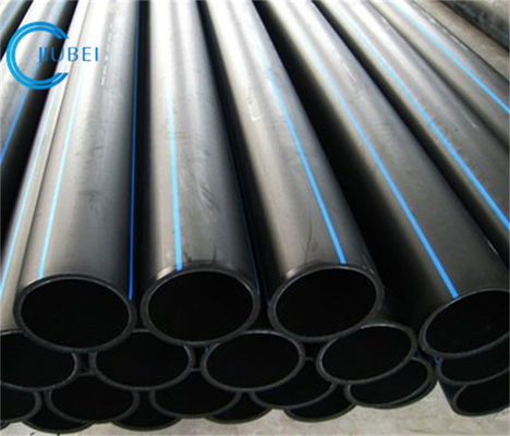 Hitam Dengan Pita Biru Dredging HDPE Pipe untuk Ketebalan Disesuaikan dan Sambungan Flange Baja