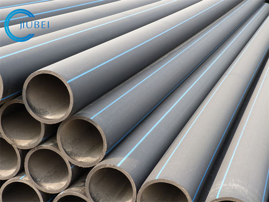 Hitam Dengan Pita Biru Dredging HDPE Pipe untuk Ketebalan Disesuaikan dan Sambungan Flange Baja