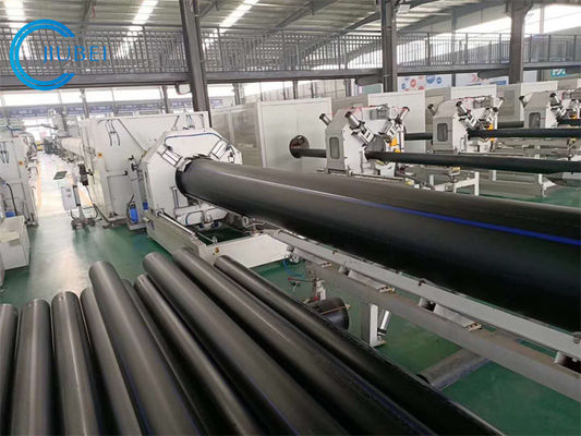 Hitam Dengan Pita Biru Dredging HDPE Pipe untuk Ketebalan Disesuaikan dan Sambungan Flange Baja