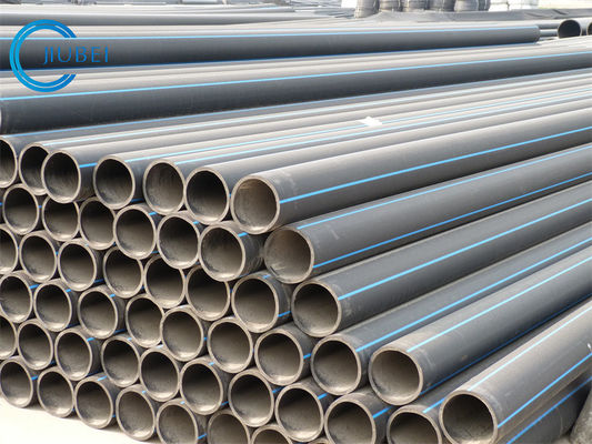 Hitam Dengan Pita Biru Dredging HDPE Pipe untuk Ketebalan Disesuaikan dan Sambungan Flange Baja