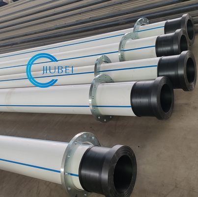 Putih Dengan Garis BiruHDPE Pipa Pengeboran PE100 Weld Atau Flange Connect
